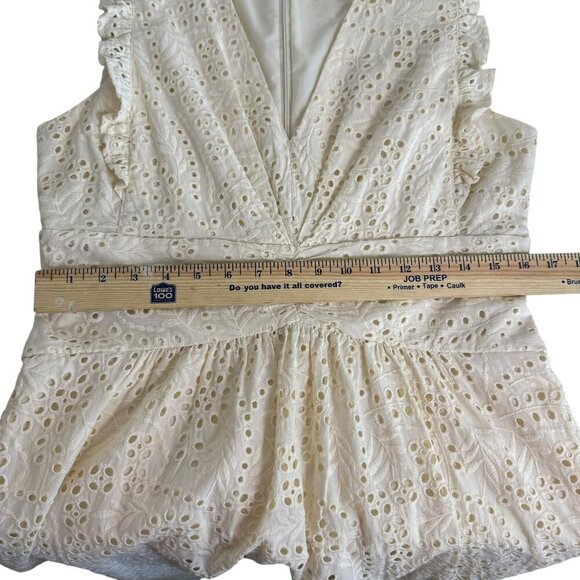 Maggy London Ivory Eyelet Midi Dress Size 12 – Sleeveless Fit & Flare - Picture 9 of 11